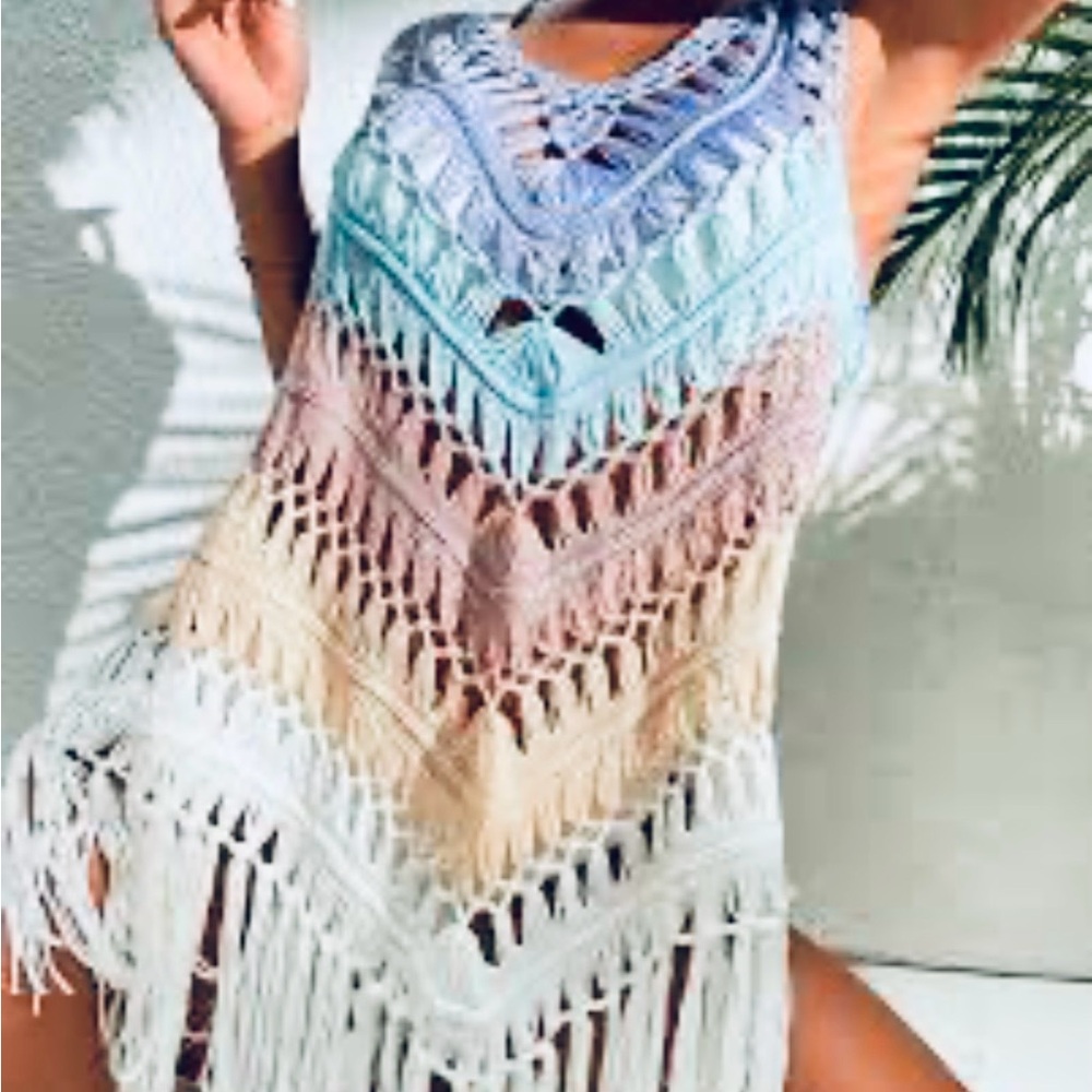 Multicolor Crochet Fringe Cover-Up